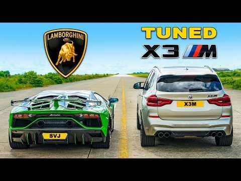 Confruntare Palpitantă! BMW X3 M Modificat vs Lamborghini Aventador SVJ într-o Cursă Epică