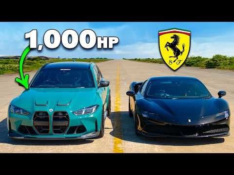 Duel Exploziv - Ferrari SF90 de 2.000 CP vs. BMW M3 Touring Modificat cu 1.000 CP
