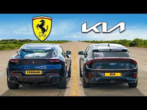 Ferrari Purosangue vs Kia EV6 GT – Confruntarea motorului V12 cu puterea electrică!