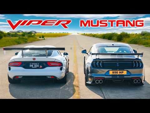 Confruntare pe tărâm american! Ford Mustang vs. Dodge Viper GTC modificat într-o cursă incendiară