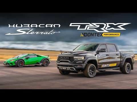 Lamborghini Huracan Sterrato vs RAM TRX de 1.200 CP – Duel Memorabil Între Supercar și Pick-up!