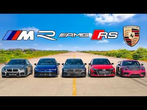 Duel de viteză între BMW M2, Porsche Cayman GT4 RS, Mercedes-AMG A45 S și Volkswagen Golf R...