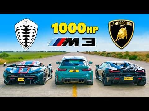 Poate BMW M3 Touring cu 1000 CP să învingă două supercaruri? Duelul la putere cu Koenigsegg și Lamborghini!