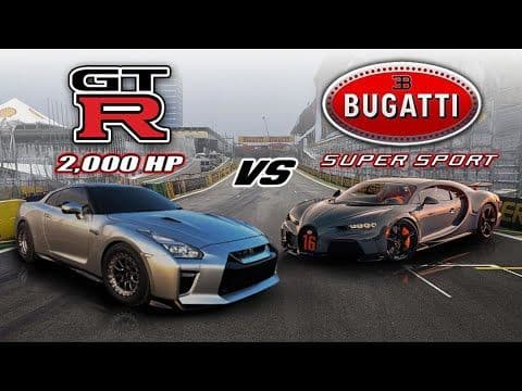 Duel între Bugatti Chiron SS și un Nissan GT-R tunat la 2.000 de cai putere