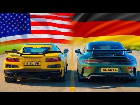 Duel între Germania și SUA. Cine câștigă pe linie dreaptă: Porsche 911 sau Corvette?