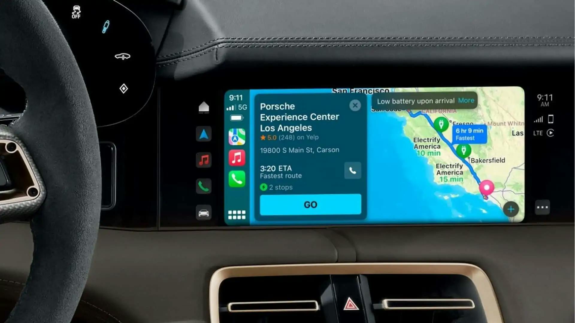 Porsche Taycan primește indicații speciale pentru mașini electrice prin Apple CarPlay în SUA