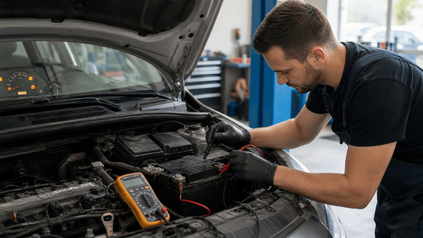 Instalație electrică și baterie 12V la mașina second-hand în 2026: ce verifici la alternator, masă, cablaje și martori înainte să cumperi
