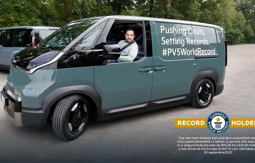 Kia PV5 Cargo a parcurs 693 km fără reîncărcare cu încărcătură completă
