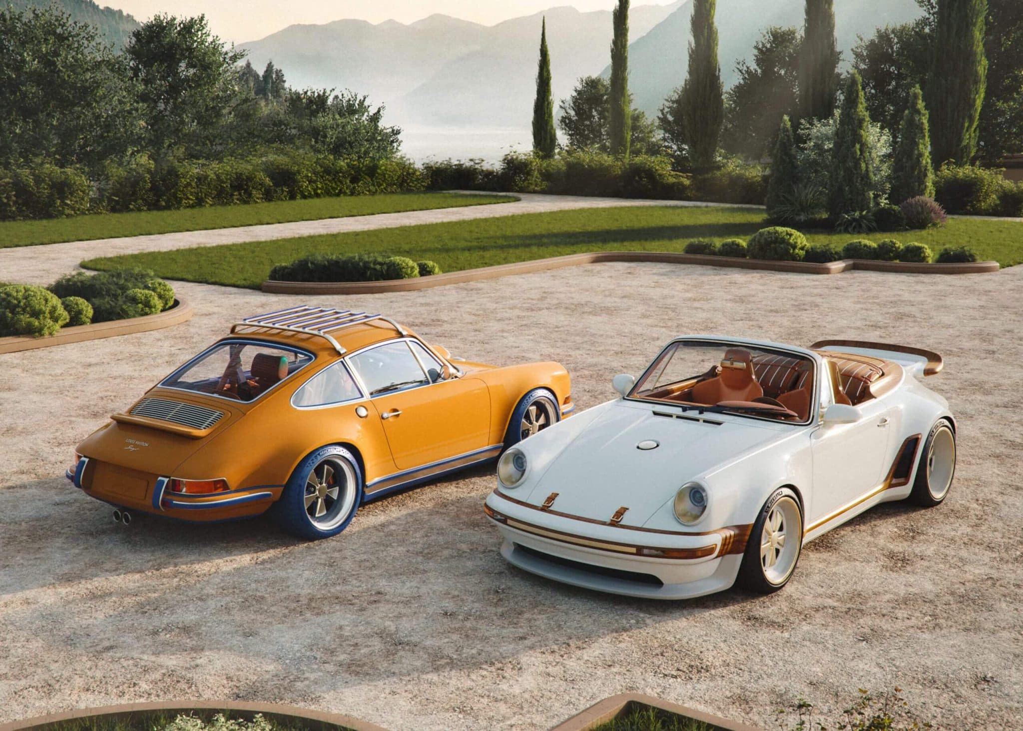 Louis Vuitton și Singer au creat două Porsche 911 unicat: un coupe aspirat și un Turbo Cabriolet