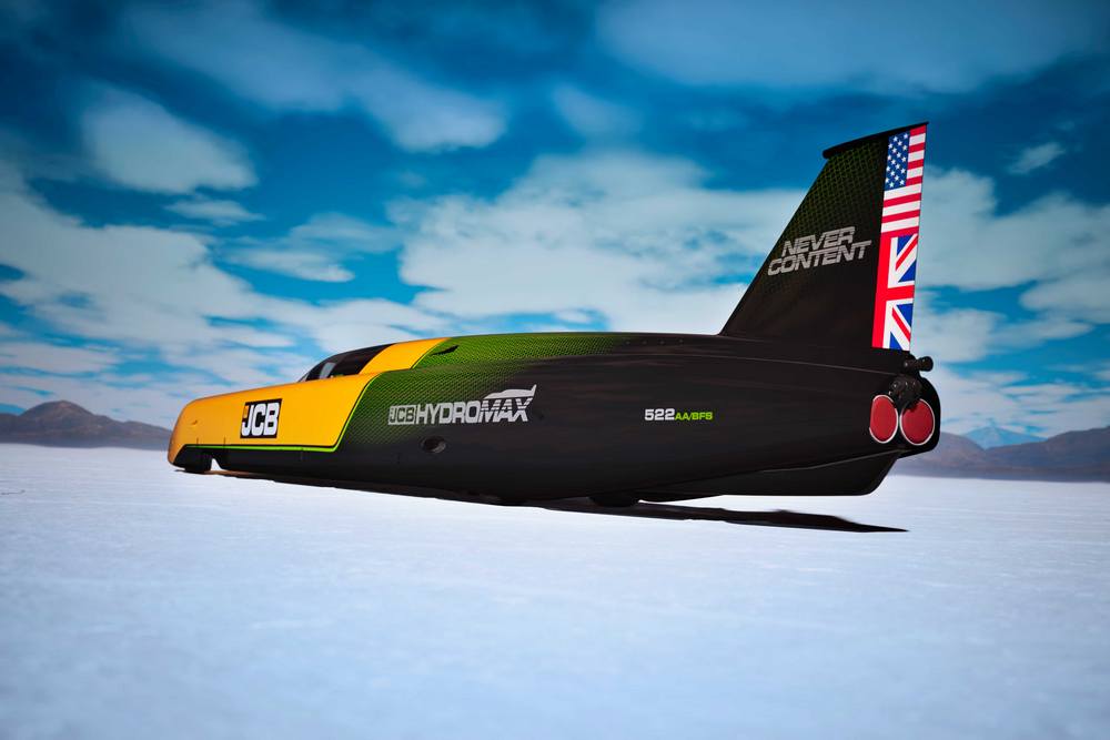 JCB Hydromax pe întinderea de sare de la Bonneville