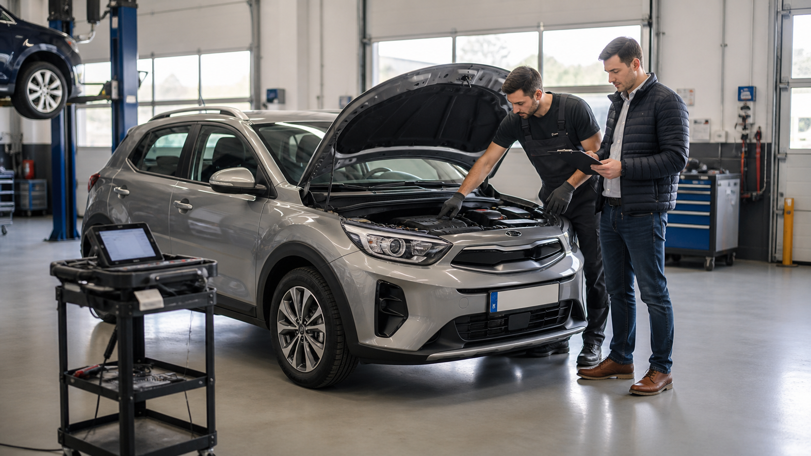 Kia Stonic second-hand verificat într-un service înainte de cumpărare