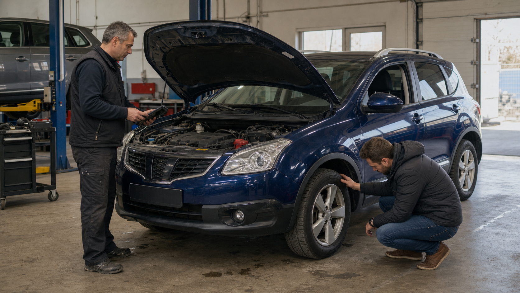 Nissan Qashqai second-hand verificat într-un service înainte de cumpărare